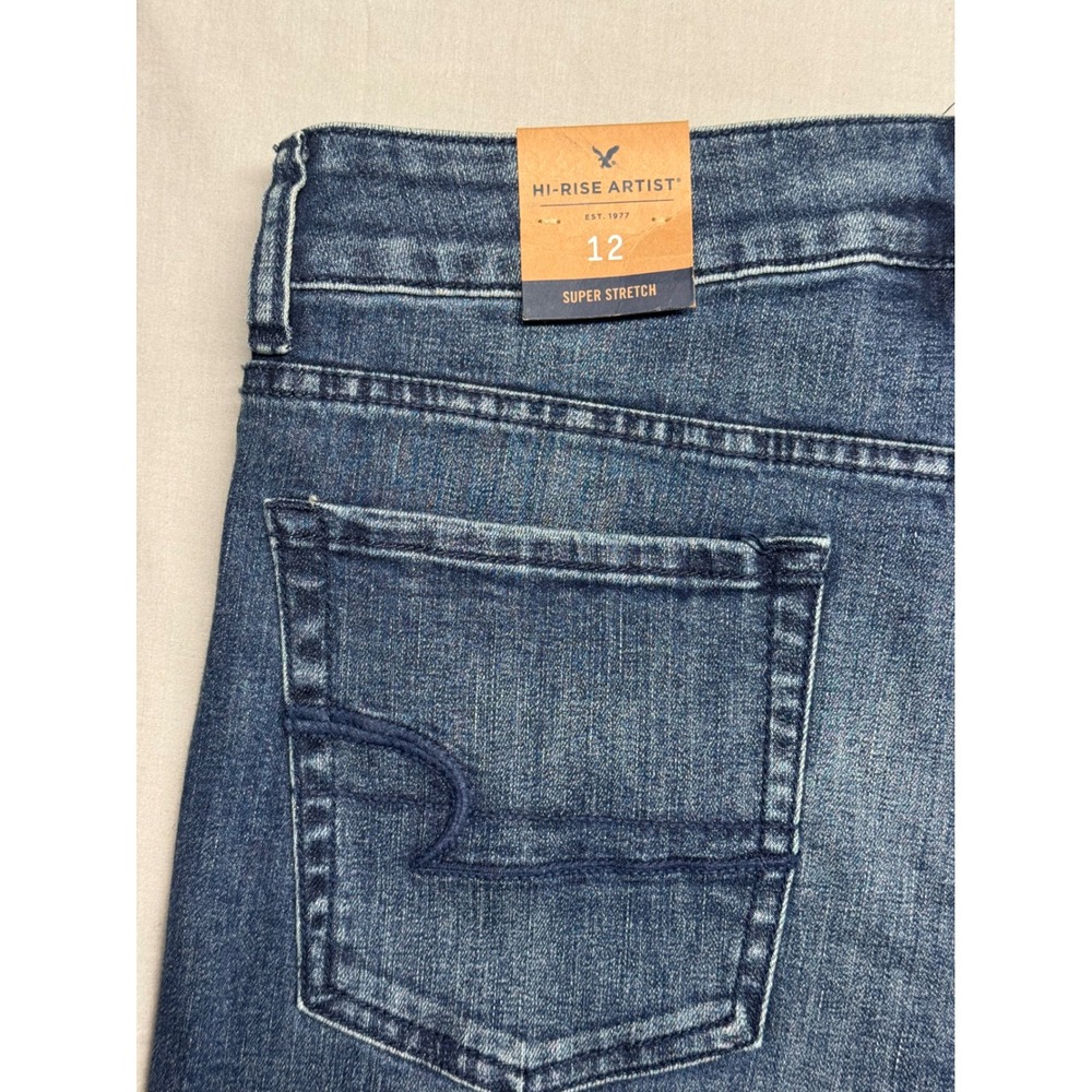 American Eagle Hi-Rise Artist Super Stretch Flare Jeans Blue 12 Long 8492-738 - Picture 6 of 9